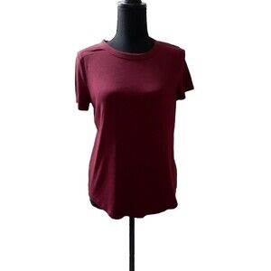 So Favorite Crew Top Size S  Burgundy Round Bottom Short Sleeve Classic #118